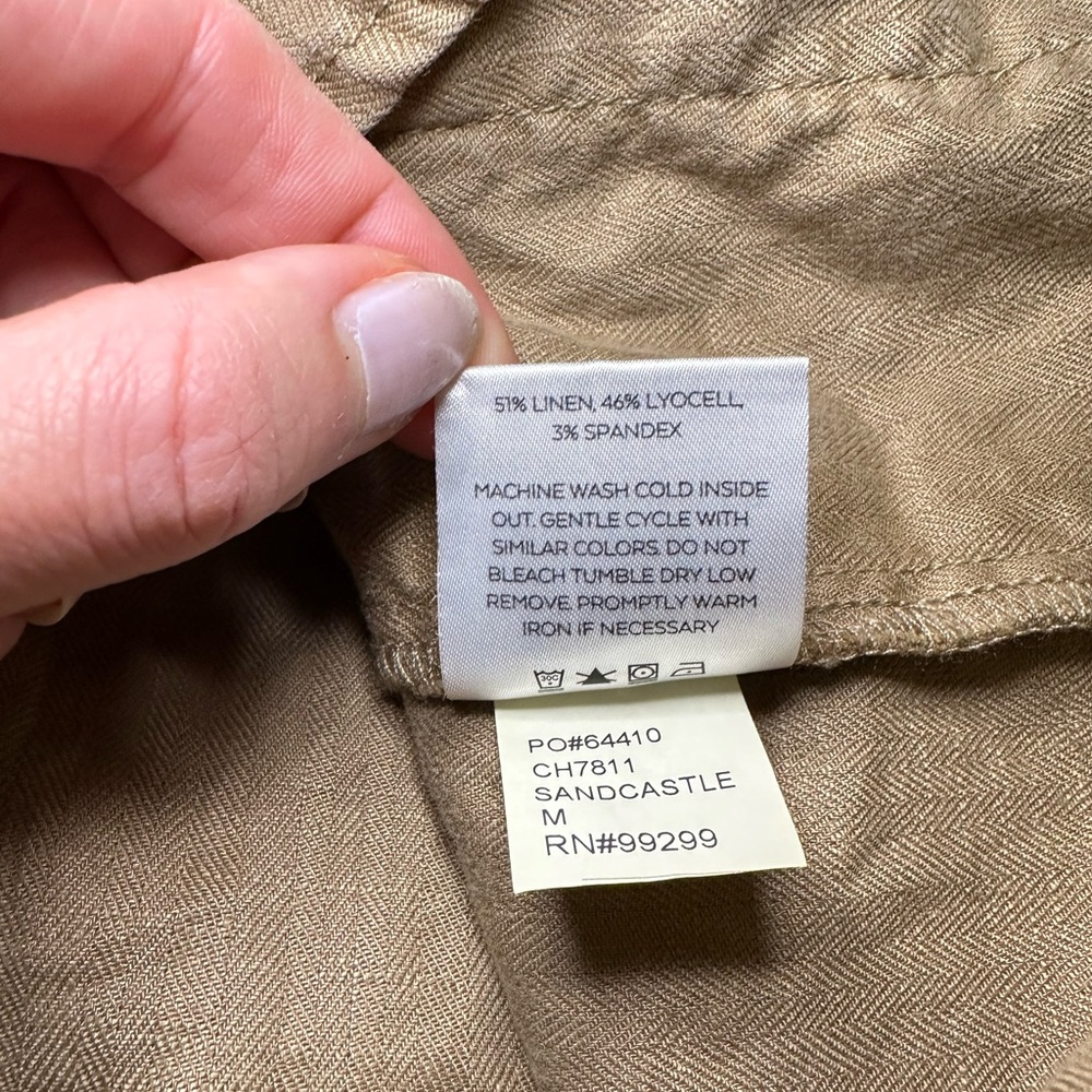 Level 99 Linen Blend Tan Button Down Utility Shirt - Picture 10 of 10